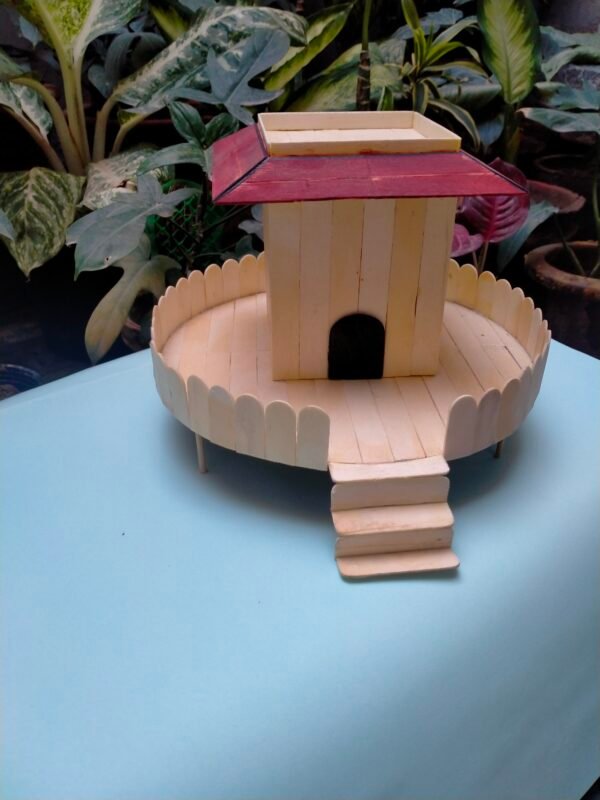 Handmade Miniature Cottage-Style Popsicle Stick House – Wooden Art Décor - Image 2