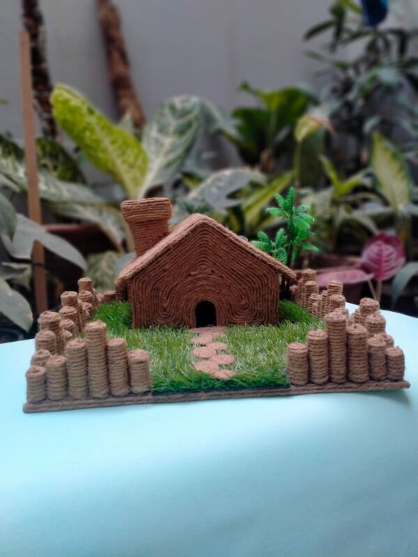 Handmade Miniature Jute Thread House – Rustic Home Décor - Image 3