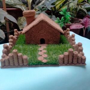Handmade Miniature Jute Thread House – Rustic Home Décor